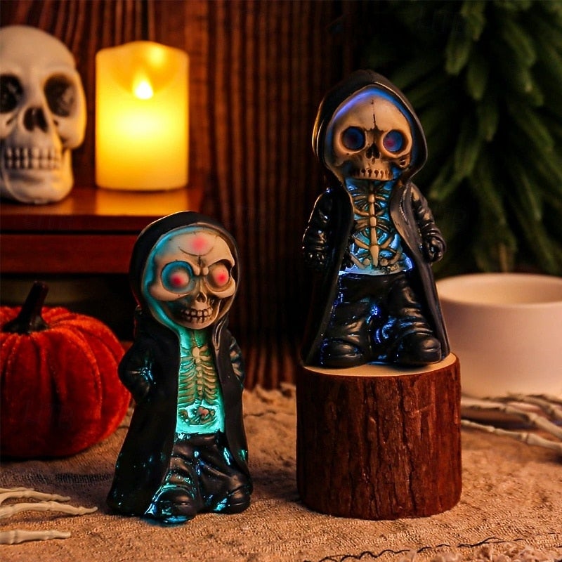 2 dekoracje w formie szkieletów, nocna lampka w kształcie szkieletu na Halloween, lampa dekoracyjna, idealna na przyjęcia.