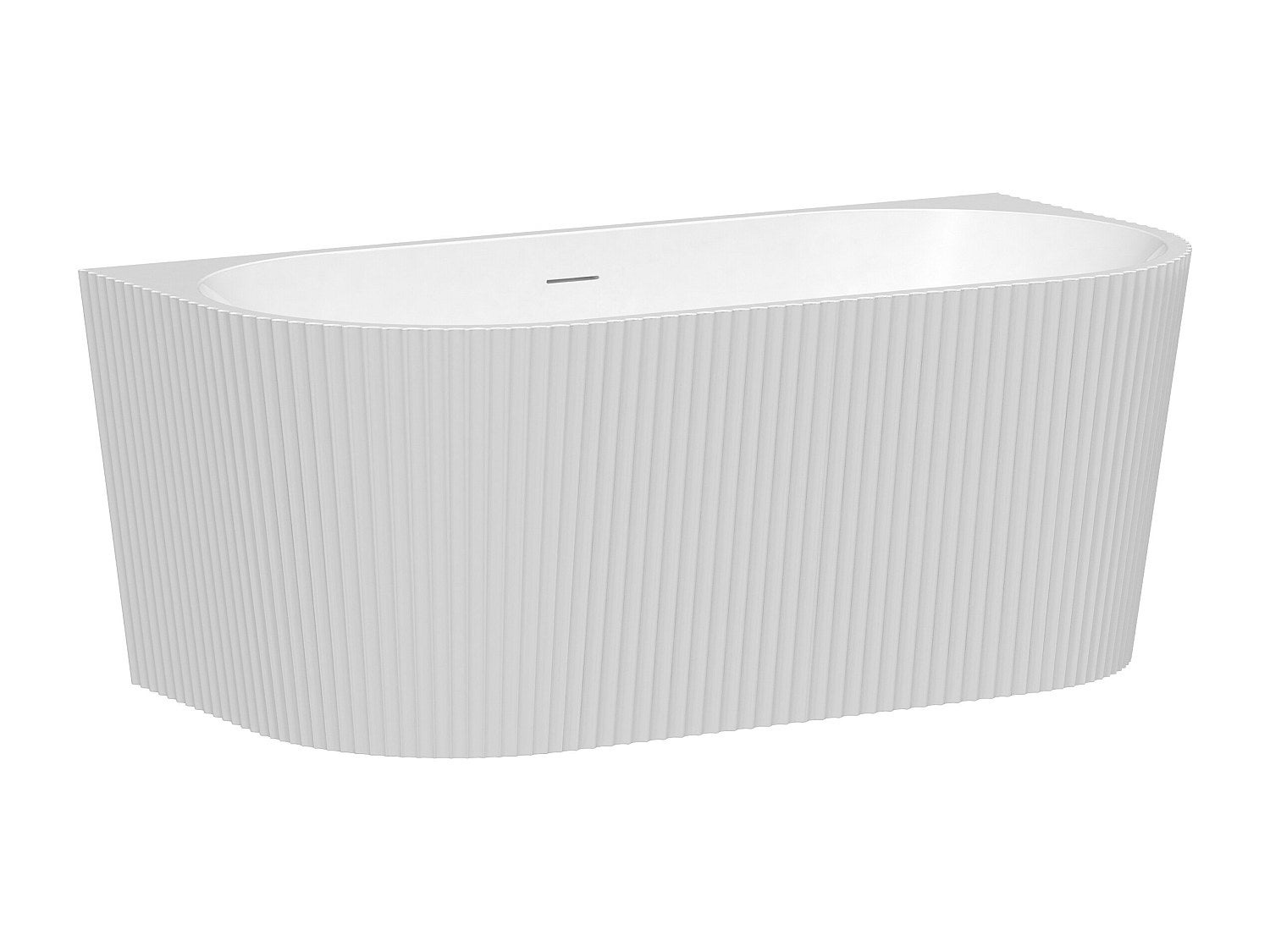 Wanna wolnostojąca przyścienna ryflowana - 250 l - 170,5 x 80 x 58,5 cm - Biały z połyskiem - Akryl - ZELINA
