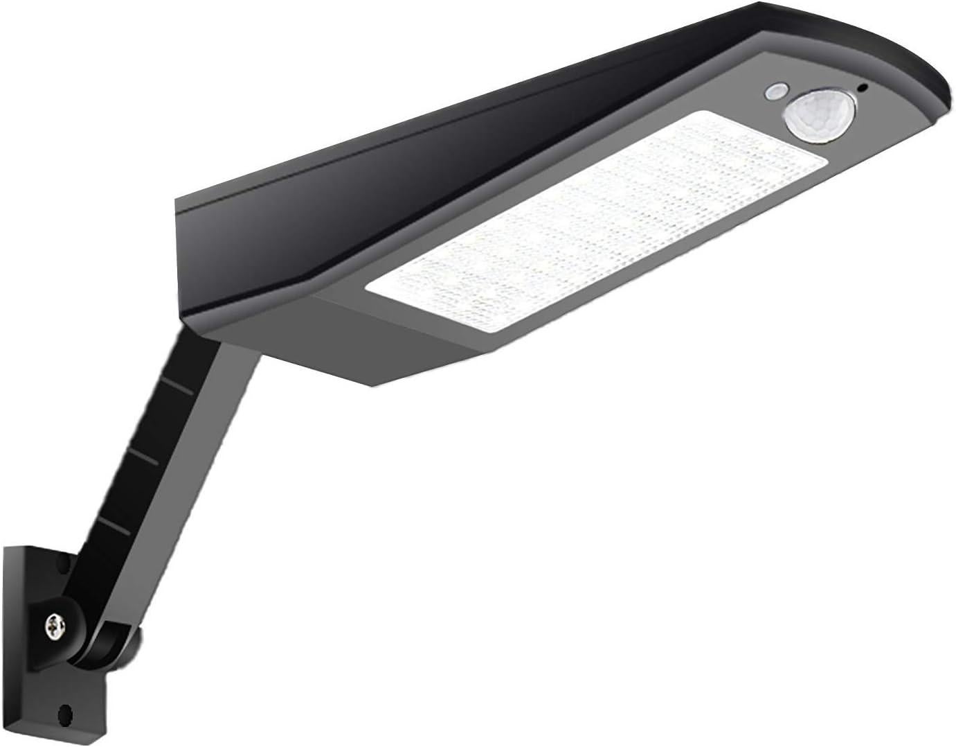 48 lamp zewnętrznych z czujnikiem ruchu LED o strumieniu światła 900 lm, solarne kinkiety ścienne, klasa szczelności IP65, regulowany słupek, oświetle