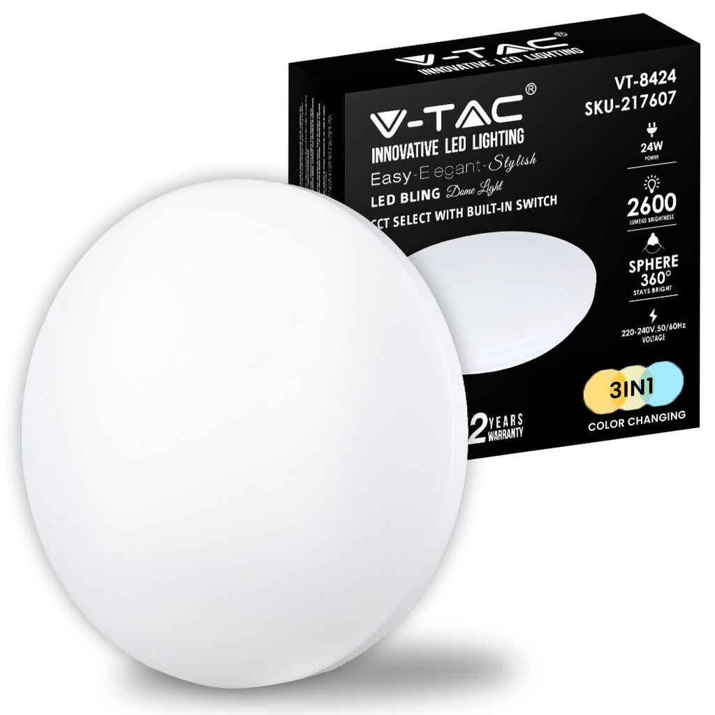 Okrągła lampa sufitowa LED 24 W z przełącznikiem zmieniającym kolor 3 w 1, wykończenie satynowe, śr.: 350 mm, wys.: 55 mm