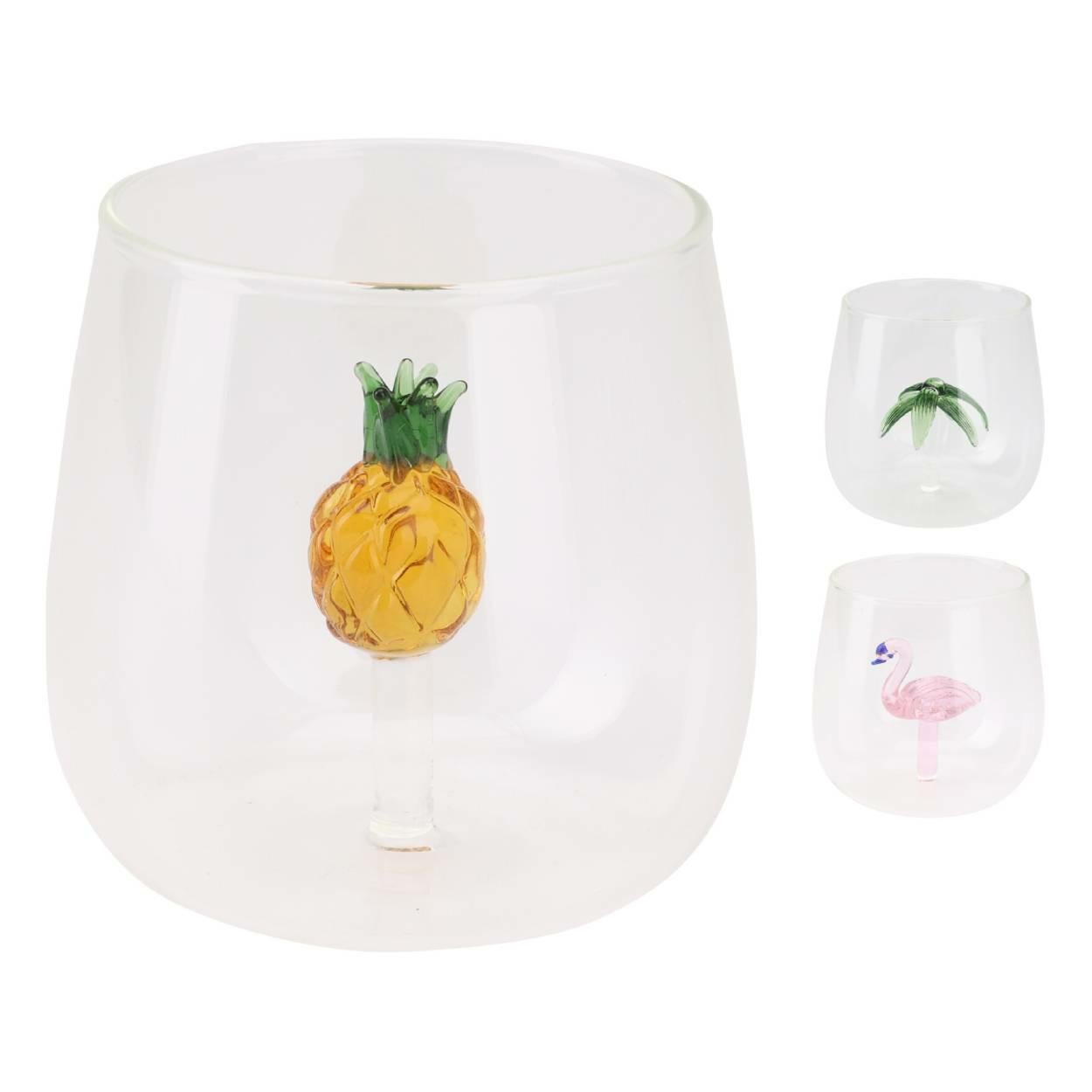 Zestaw 3 szklanek z figurkami wewnątrz H&S Decoration różnokolorowe 9,5 cm 1 kpl.