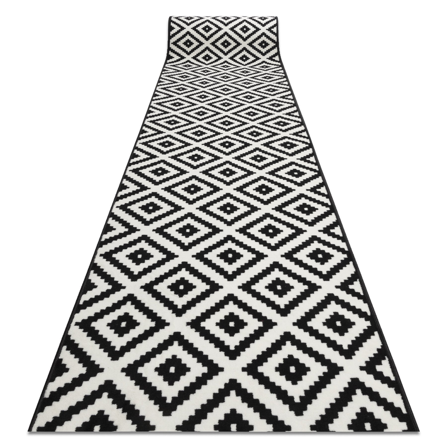 CHODNIK BCF MORAD Ruta romby czarny / krem 80 cm 80x910 cm