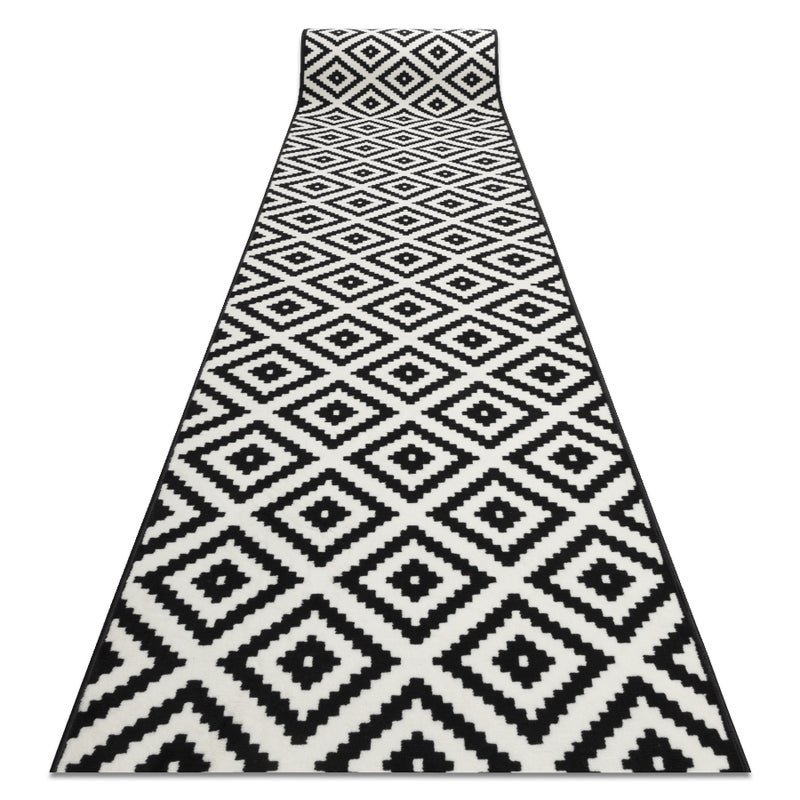 CHODNIK BCF MORAD Ruta romby czarny / krem 80 cm 80x910 cm