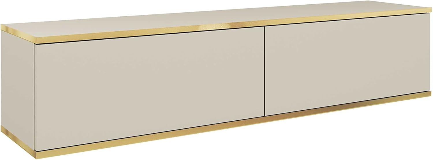 Szafka RTV, beżowa, 135 x 30 x 32 cm, otwierana na naciśnięcie