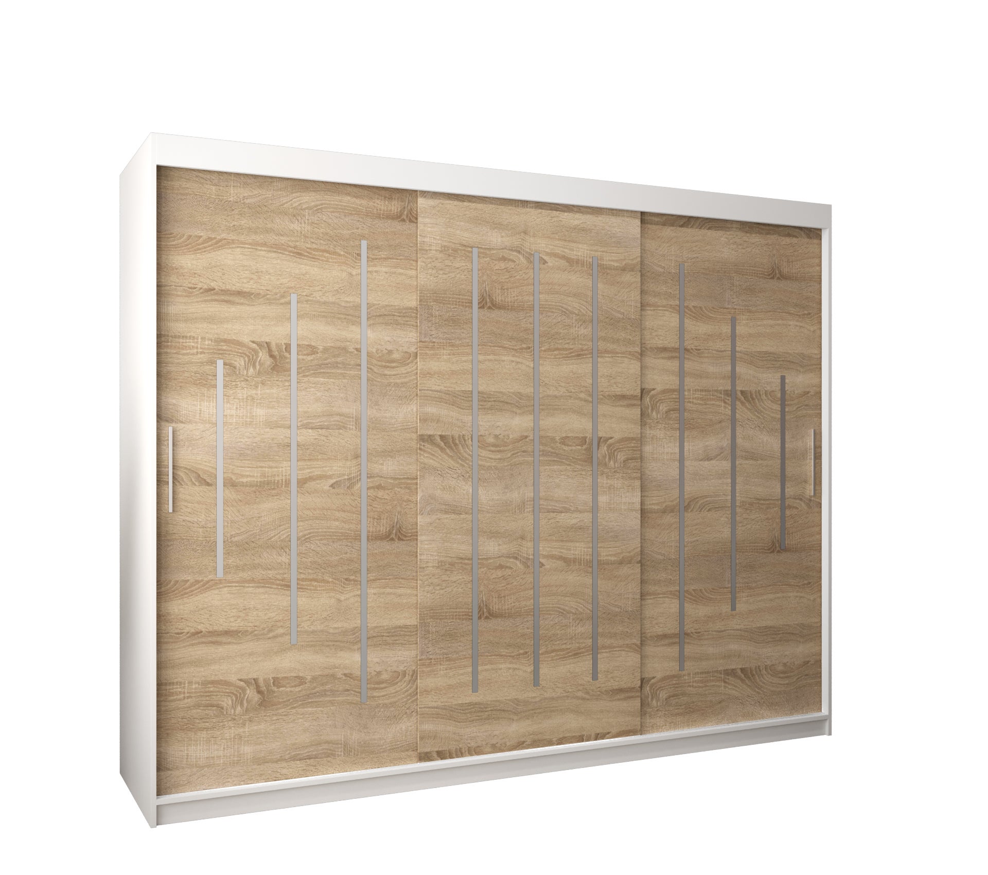 Szafa przesuwna garderoba York 250 x 62 x 200 cm Biały + Sonoma - Abiks Meble