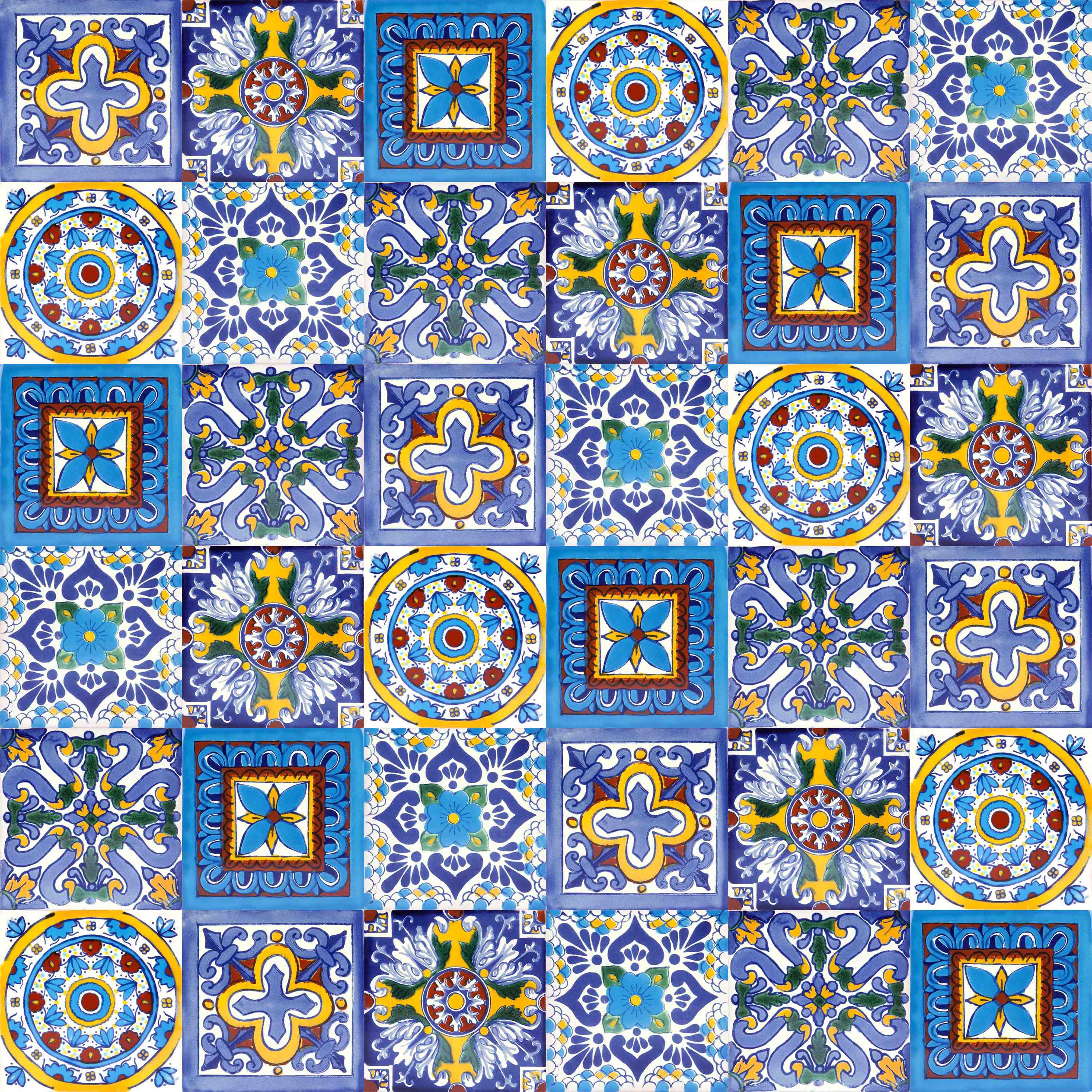 Meksykańskie płytki ceramiczne Armando 10,5 x 10,5 cm – 30 dekoracyjnych meksykańskich płytek ceramicznych do łazienki, prysznica