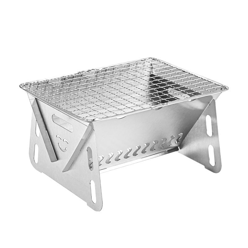 Przenośny składany grill dla 1–2 osób – miniaturowy grill węglowy, idealny na kemping, kompaktowe palenisko ze stali nierdzewnej.