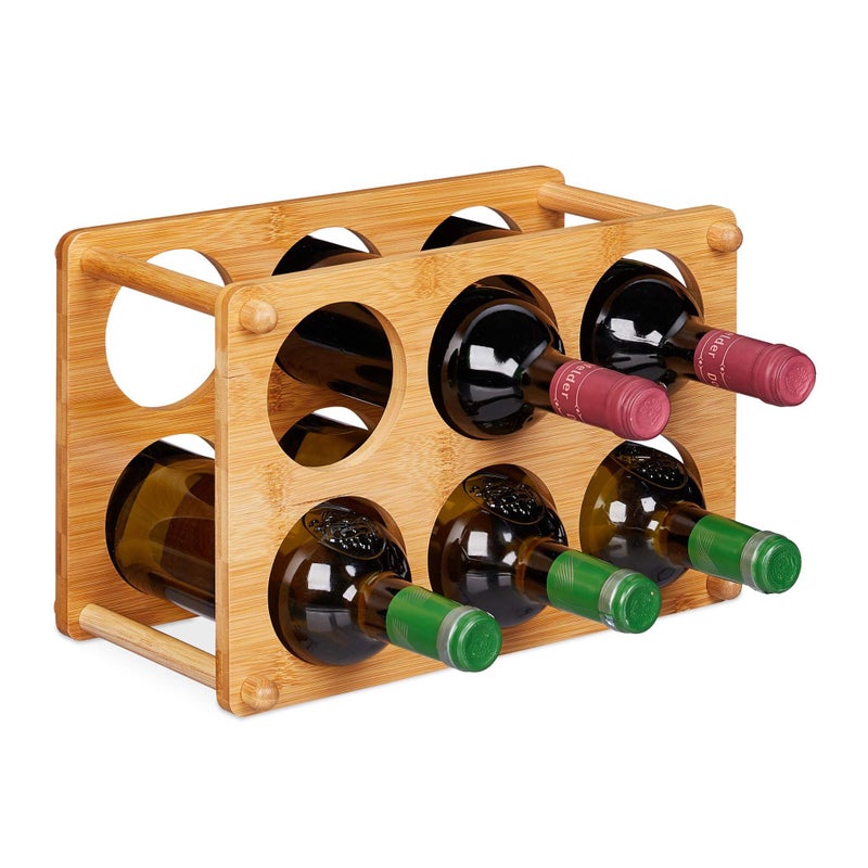 Stojak na wino z bambusa na 6 butelek
