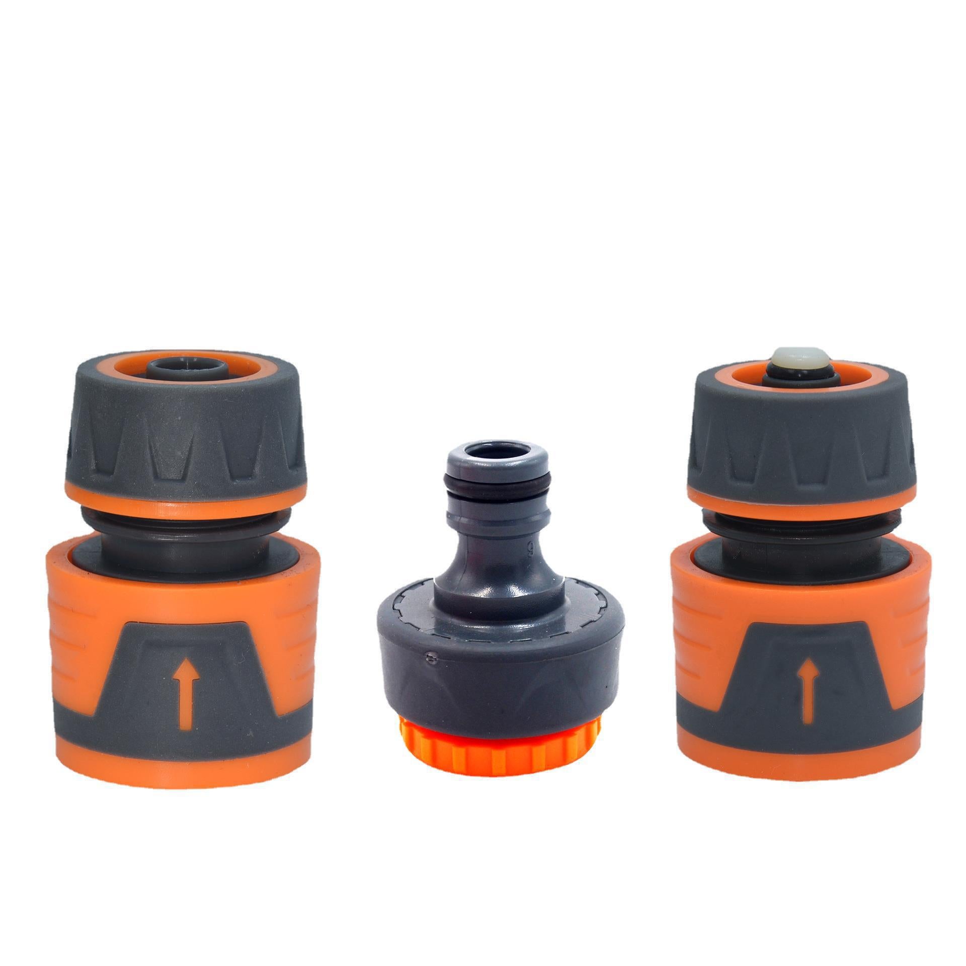 Zestaw przyłączeniowy do kranu ogrodowego/węża ogrodowego ze złączem Waterstop 1/2", szybkozłączką i złączem żeńskim Premium 3/4", szaro-pom