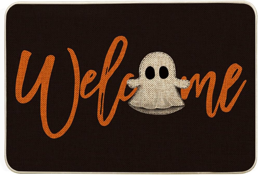 Wytrzymała wycieraczka na Halloween z duchem - Dekoracja sezonowa - Mata podłogowa do wnętrz i na zewnątrz - 40 x 60 cm