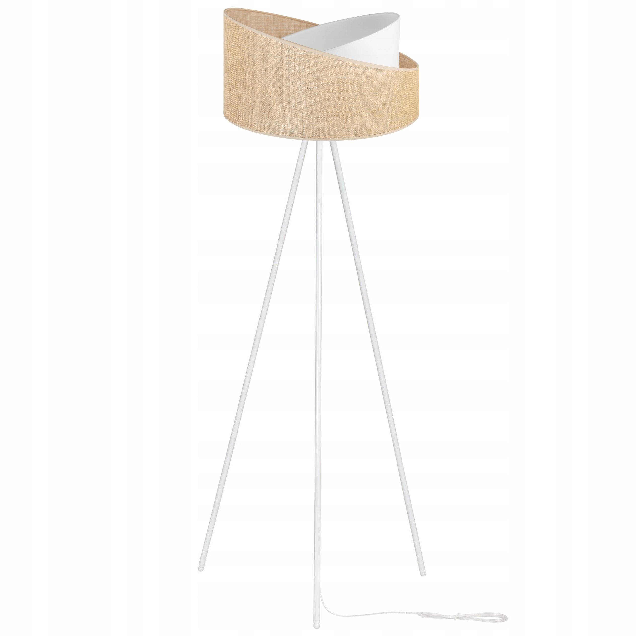 Lampa podłogowa trójnóg Light Home LH Juta Drewno 1x E27 60W nogi cienkie biały/naturalny