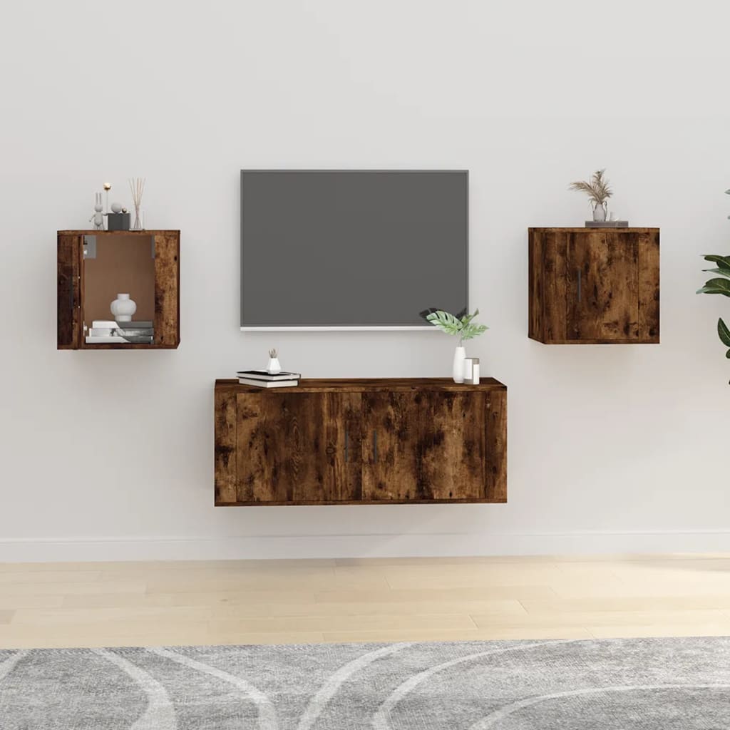 Wiszące szafki TV, 2 szt., przydymiony dąb, 40x34,5x40 cm vidaXL
