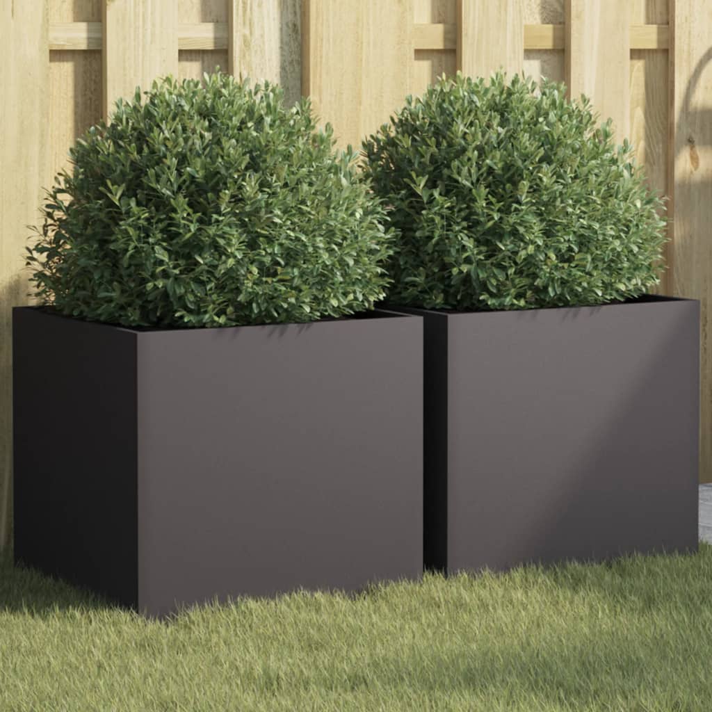 Donice, 2 szt., czarne, 42x40x39 cm, stal vidaXL