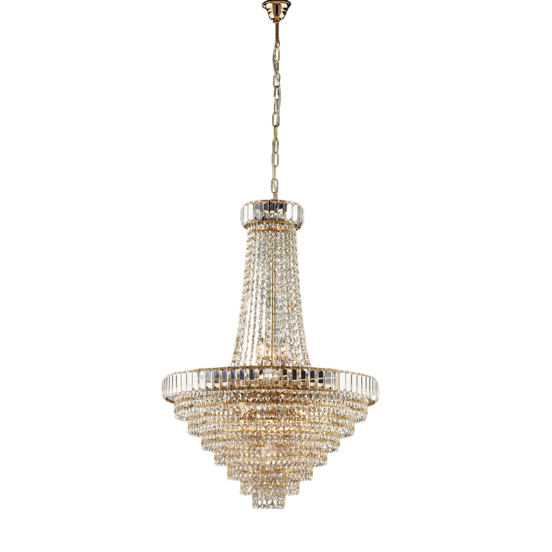 Lampadario in ferro e ottone dorato con strass 11 luci H.92 - MAX 152 - Ø62