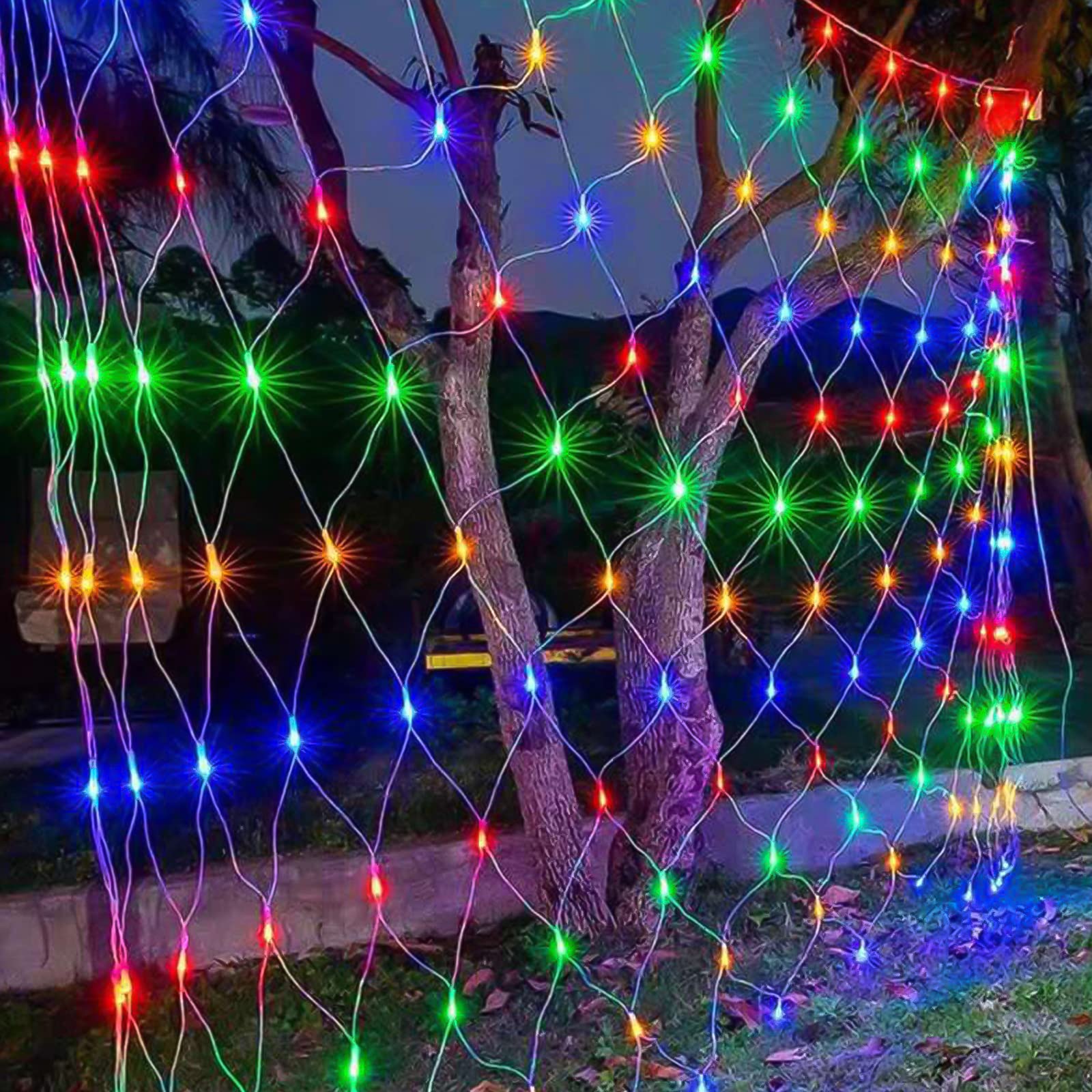 Lampki Siatkowe 4.5x1.5m 300 LED Kolorowe Lampki Siatkowe Zewnętrzne 8 Trybów, Wodoodporne IP44 Lampki Zewnętrzne do Pokoju, na Boże Narodzenie
