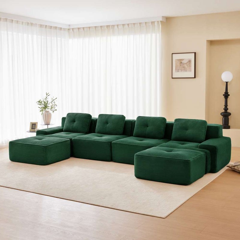 Sofa bezramowa – 4-osobowa modułowa sofa z szezlongiem, antypoślizgowa konstrukcja i przyjazna dla zwierząt