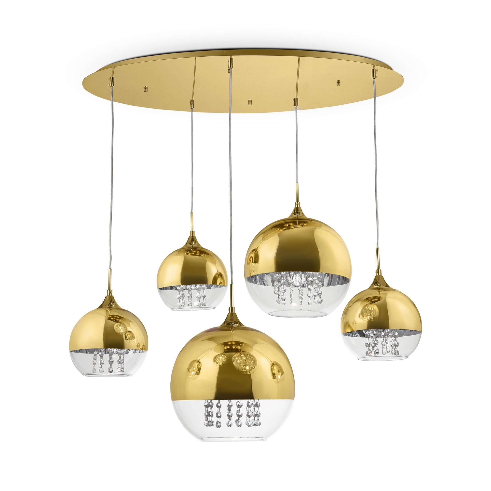 Lampa wisząca szklane klosze z kryształami Fermi Maytoni P140-PL-170-5-G