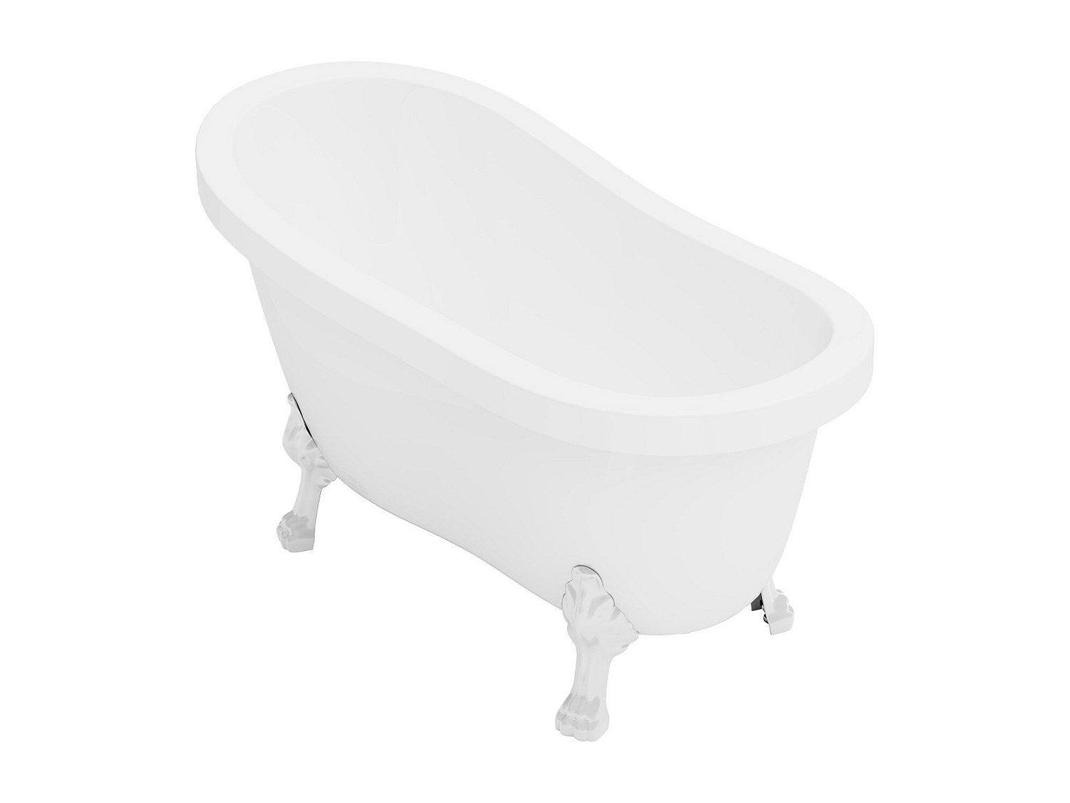 Wanna wolnostojąca retro z białymi nogami w kształcie lwich łap – 200 l – 145 x 74 x 77 cm – Biała – NISOS