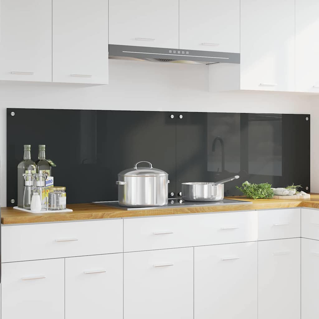 Panel kuchenny 2 pcs Ciemnoszary 100 x 50 cm szkło hartowane vidaXL