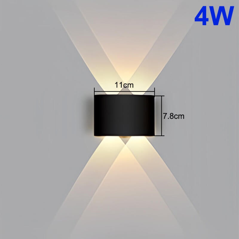 Kinkiet wewnętrzny LED 4W, aluminium w kolorze czarnym - światło w górę i w dół, nadaje się do salonów, sypialni i korytarzy - ciepłe światło.