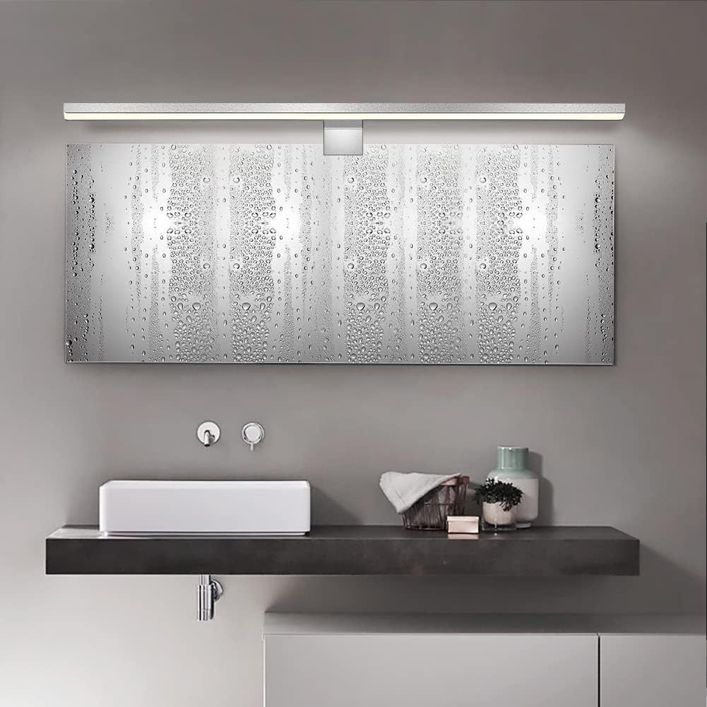 Oświetlenie lustra LED, oświetlenie szafki, oświetlenie ścienne do łazienki, neutralne białe światło 4000K, 12W, 650lm, IP44, 600mm, chrom