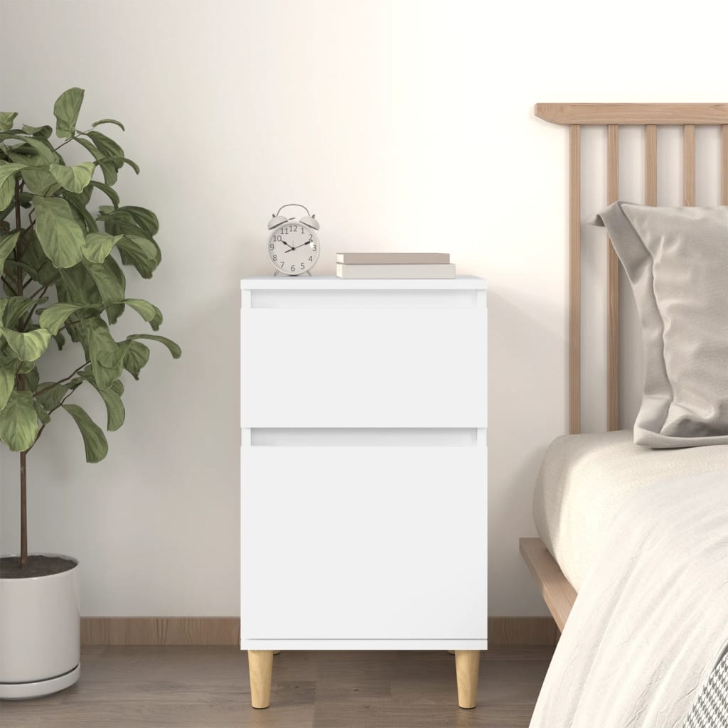 Stolik nocny VidaXL 40x35x70 cm z materiału odpornego na wilgoć, biały