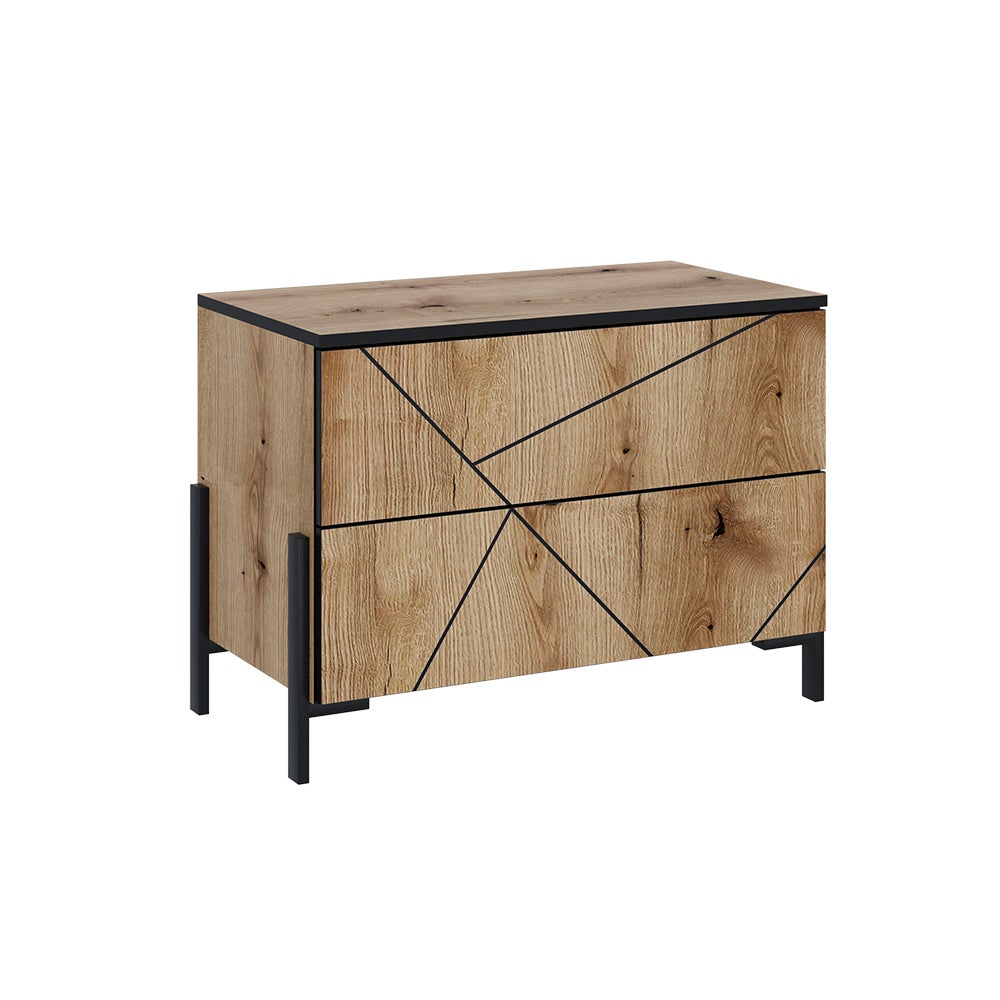 Vicco Stolik nocny Hatto, Dąb, 78 x 55.2 cm z 2 szufladami