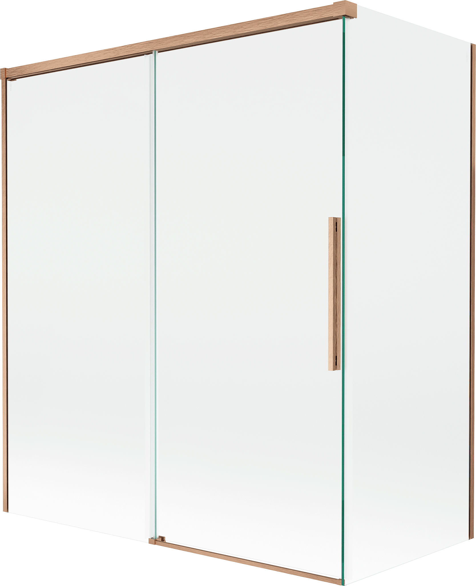 Mexen Rox parawan nawannowy 2-skrzydłowy rozsuwany 140 + 70 x 150 cm, transparent, miedż szczotkowana - 8C9-140-070-65-00