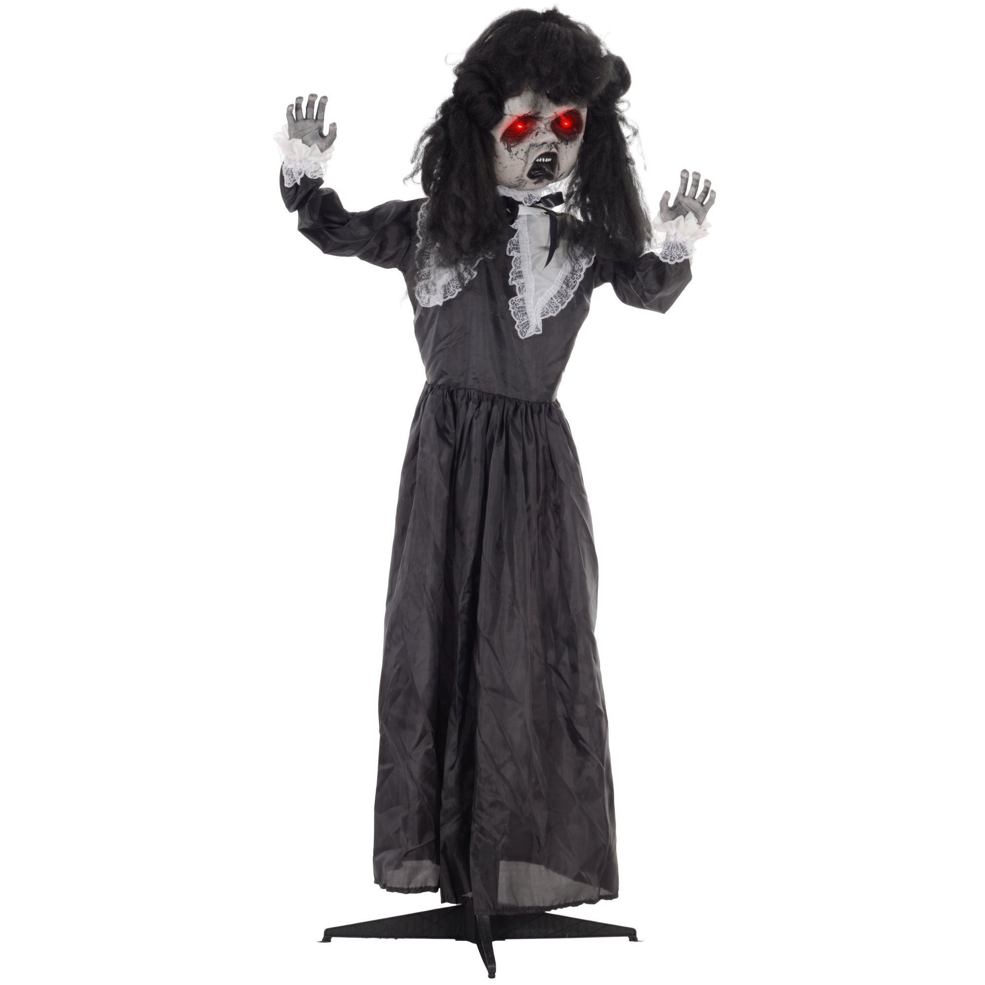 Lalka grozy, dekoracja na Halloween, straszny głos i muzyka, czerwone oczy, ruchoma, 160 cm