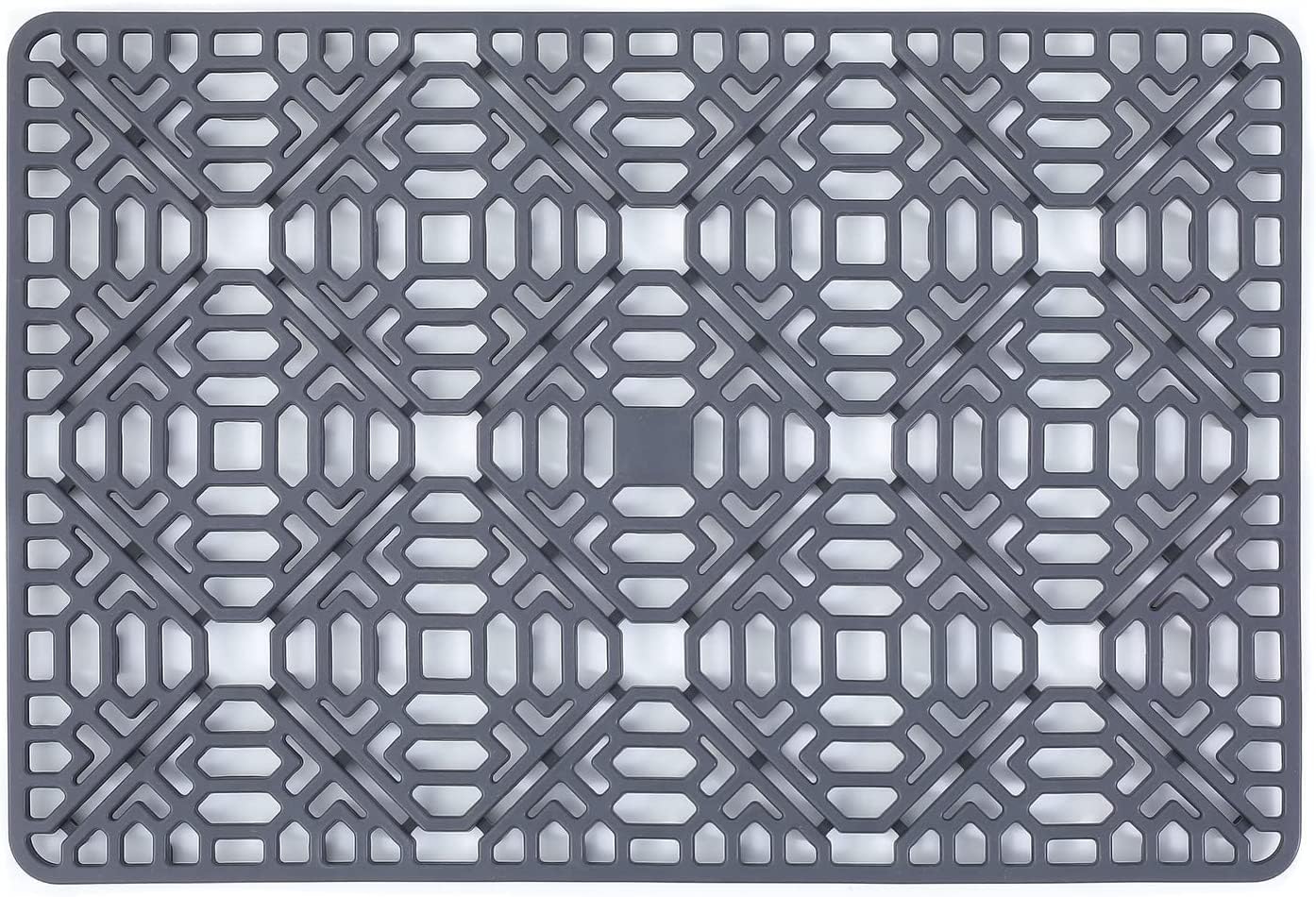 Mata silikonowa do zlewu, odporna na ciepło, antypoślizgowa, szara, składana, 40 × 27 cm