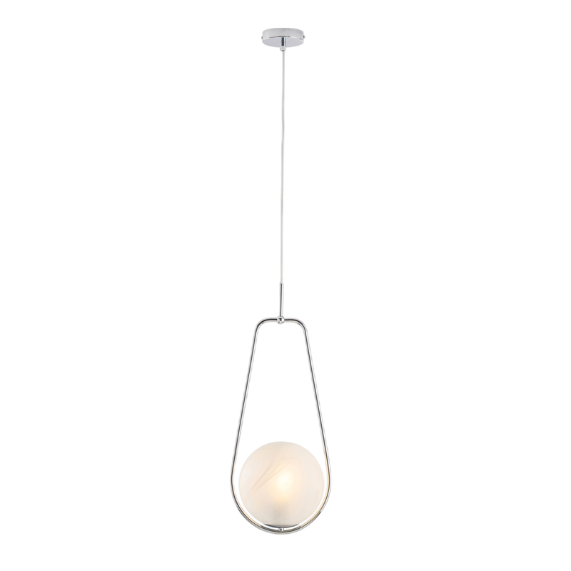 Sospensione in ferro cromato 1 luce con sfera dm.20 H.59 - MAX 159 - Ø24