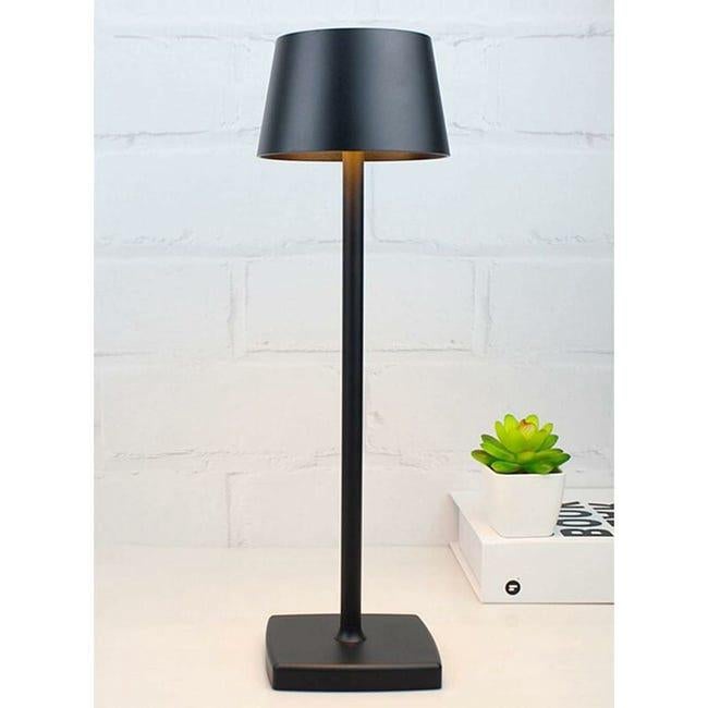 Akumulatorowa bezprzewodowa lampa stołowa LED, zasilana baterią 5200 mAh, przenośna metalowa lampa USB, mała lampa, czarna