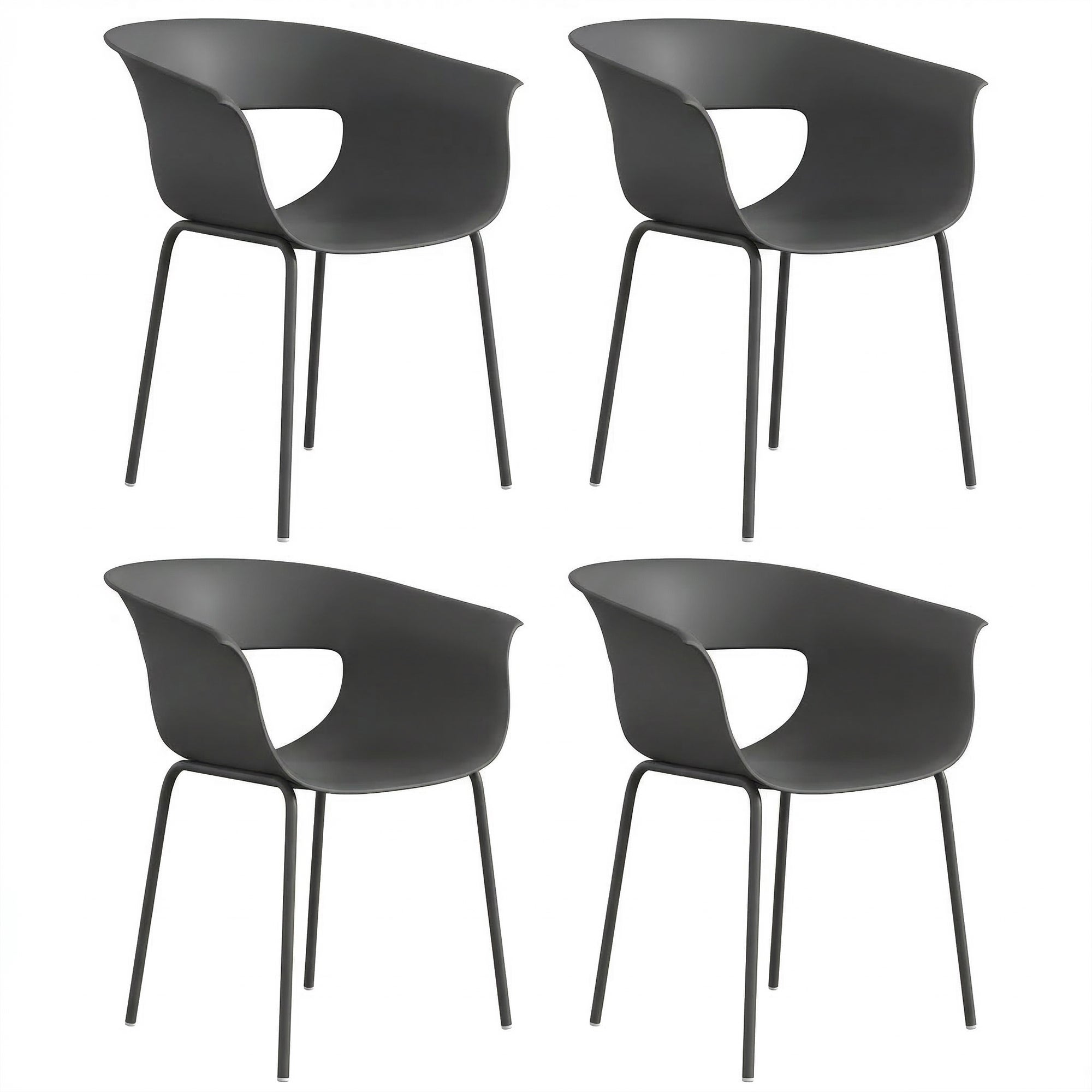 4 ergonomiczne krzesła ogrodowe, ażurowe, ciemnoszare