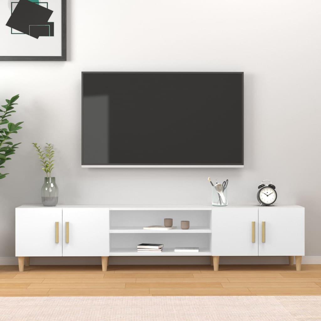 Szafka pod TV, biała, 180x31,5x40 cm, materiał drewnopochodny