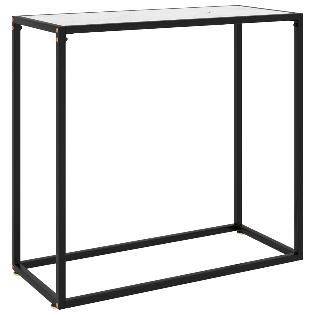vidaXL Stolik konsolowy, biały, 80x35x75 cm, szkło hartowane