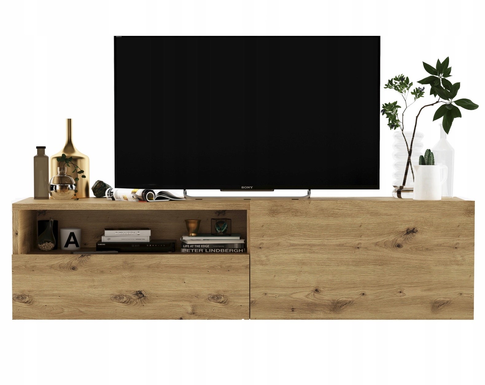 Wisząca szafka RTV 120 cm dąb artisan, komoda z szufladą do salonu