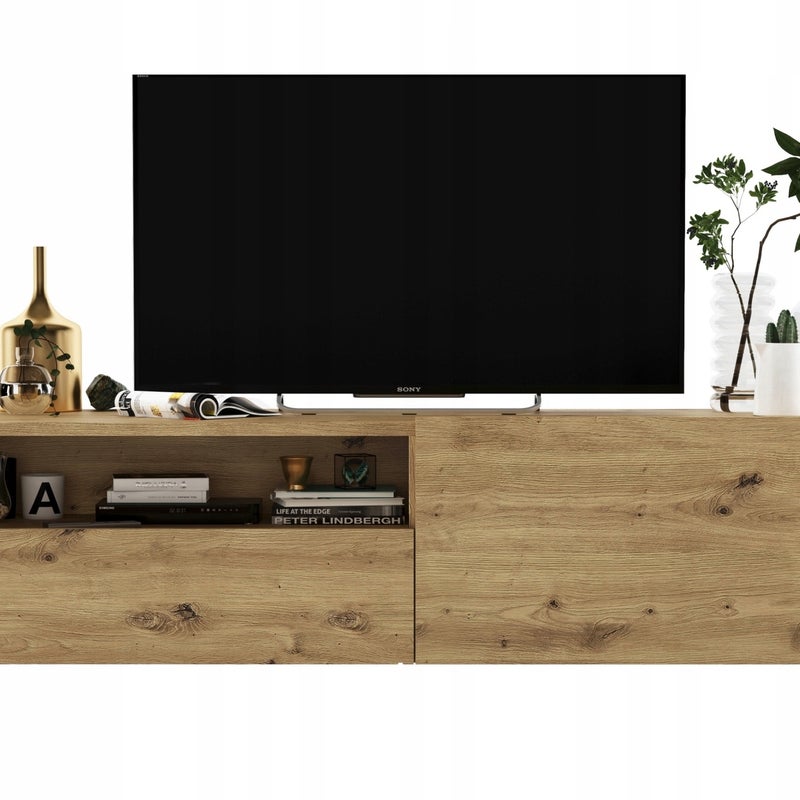 Wisząca szafka RTV 120 cm dąb artisan, komoda z szufladą do salonu