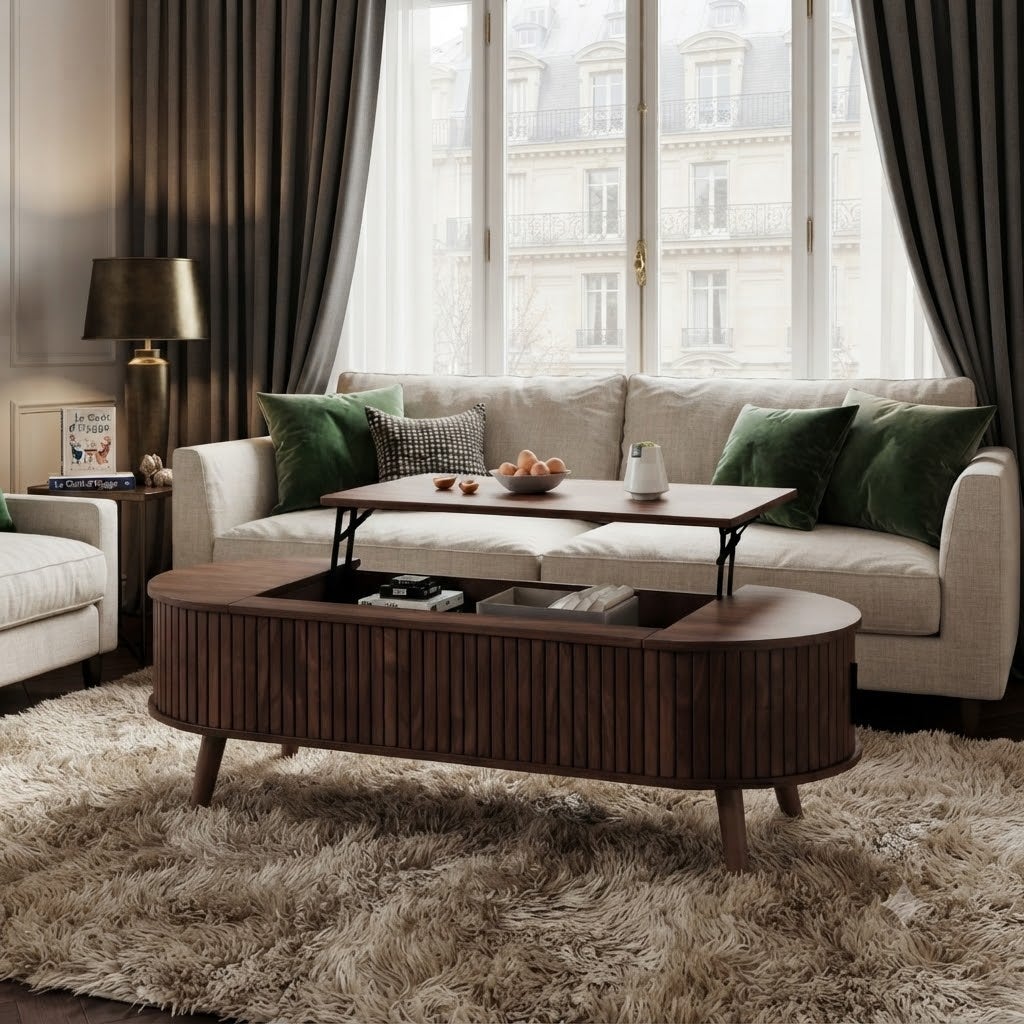 Podstawa stołu rozkładana 120x50x39,5 cm - 2 porty - Szafki Rangements - Pieds en wood solid - Marron