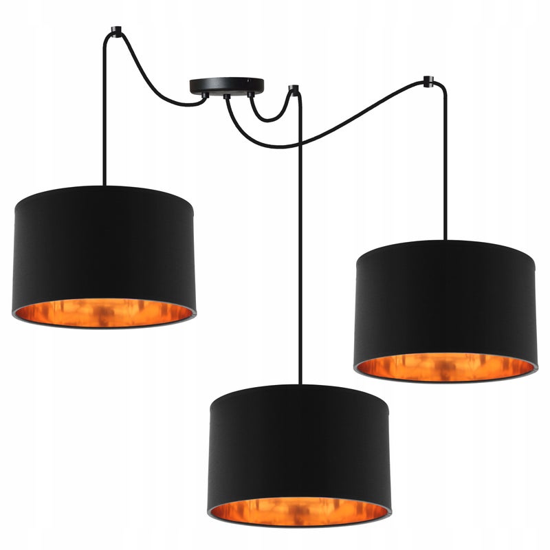 Lampa sufitowa wisząca Light Home LH Spider Shade 3x E27 abażur owalny czarny nowoczesna