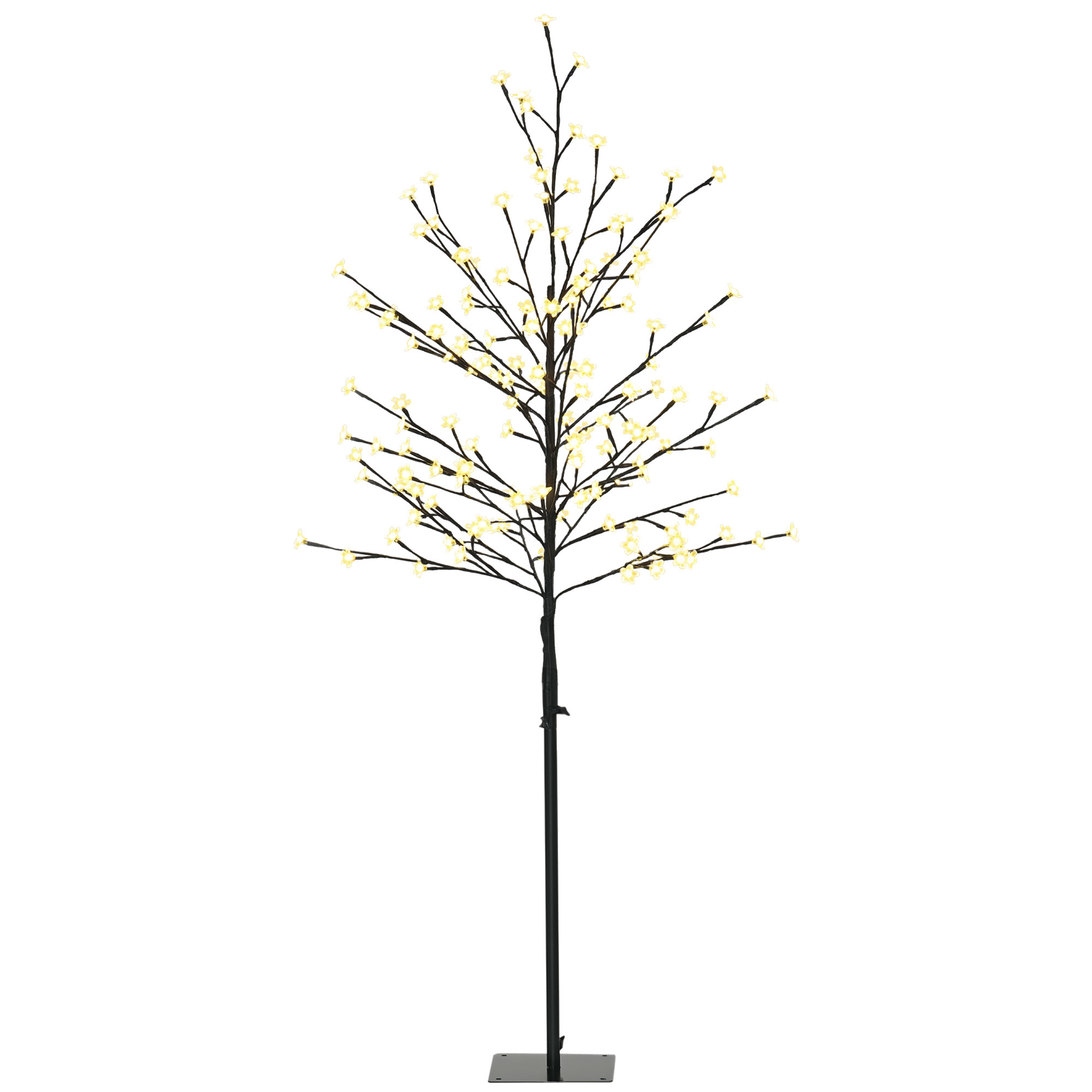 Dekoracyjna lampa wewnętrzna w kształcie drzewa wiśniowego, ze 150 diodami LED, 17 x 17 x 150 cm, kolor czarny