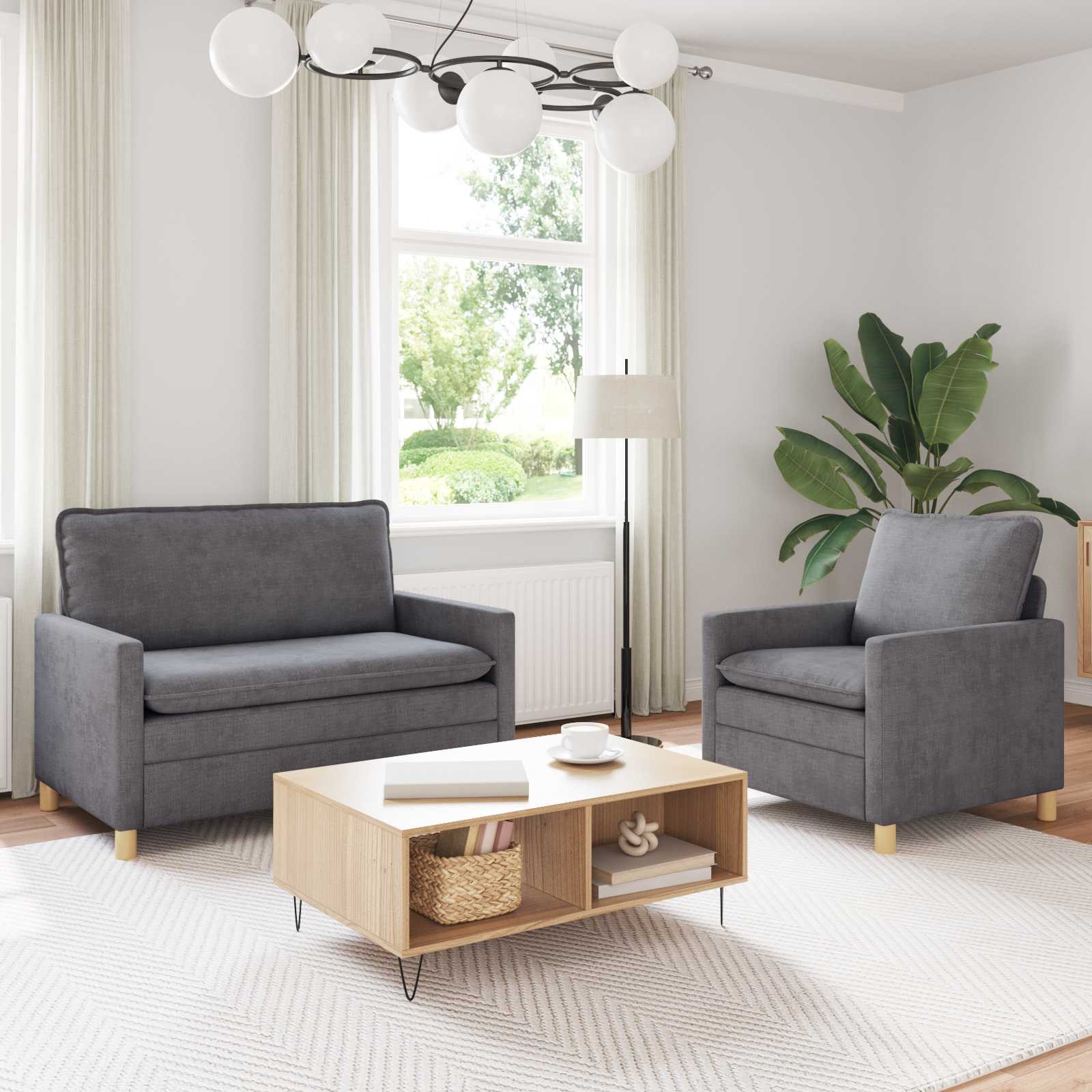 Zestaw Sof 2 pcs jasnoszary Poliester vidaXL