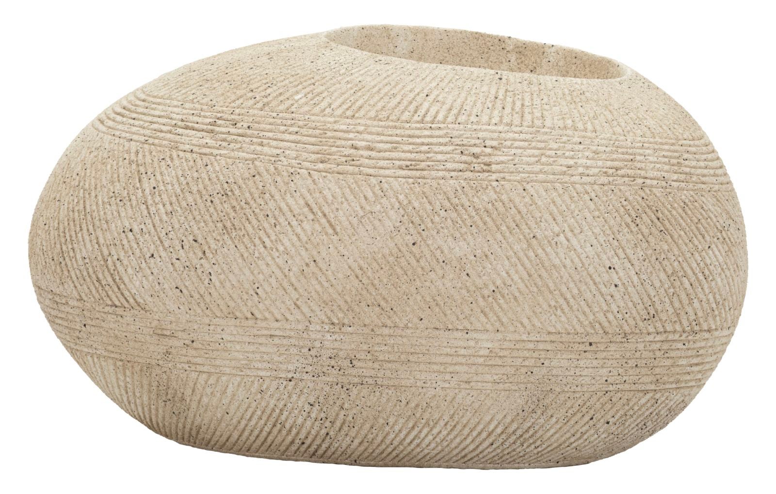 Donica ogrodowa z kamienia z żywicy poliestrowej – tekstura imitująca skałę, szara, 54,5 x 42,5 x 30 cm – elegancka i trwała – nowoczesna