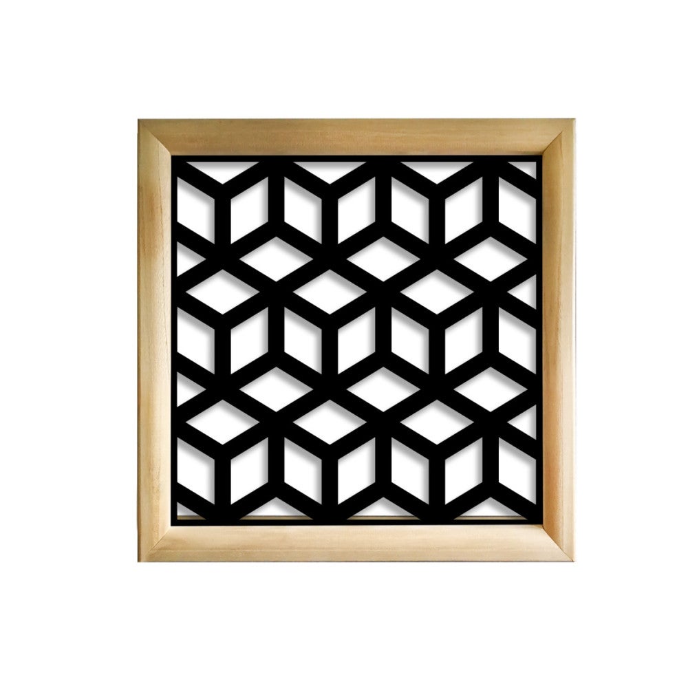 CUBE - Kwadratowe moduły dekoracyjne z drewna i PVC - Rozmiar 73x73 cm - Grubość 64 mm - Kolor wewnętrzny CZARNY