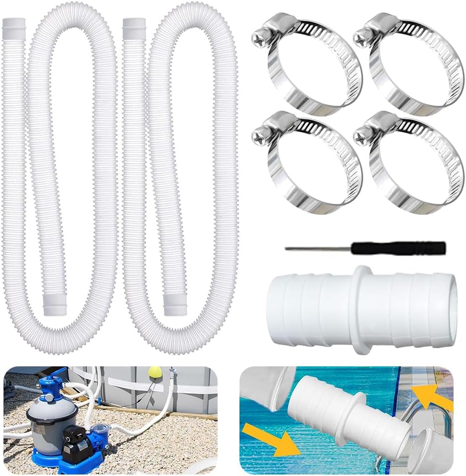Wąż basenowy 32 mm, 2 węże do basenów naziemnych, wąż zamienny 150 cm/59 cali, do Intex 330 GPH, 530 GPH i 1000 GPH