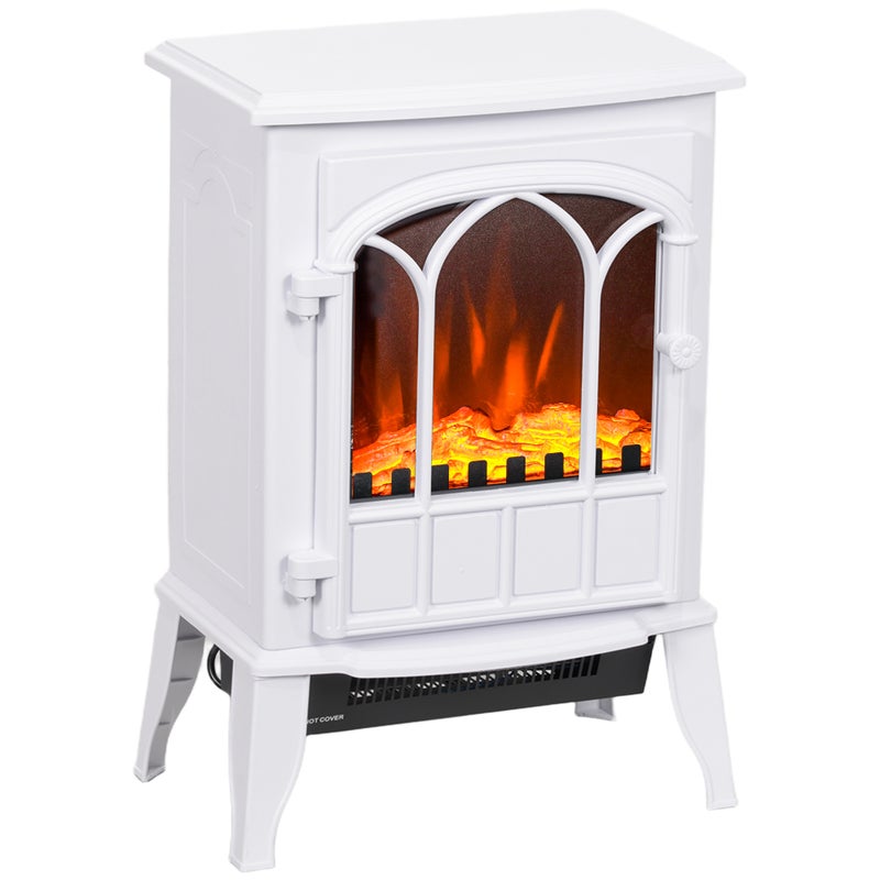 Kominek elektryczny wolnostojący, moc 1000W/2000W, regulowany efekt płomienia, 39 x 23 x 56,5 cm, kolor biały
