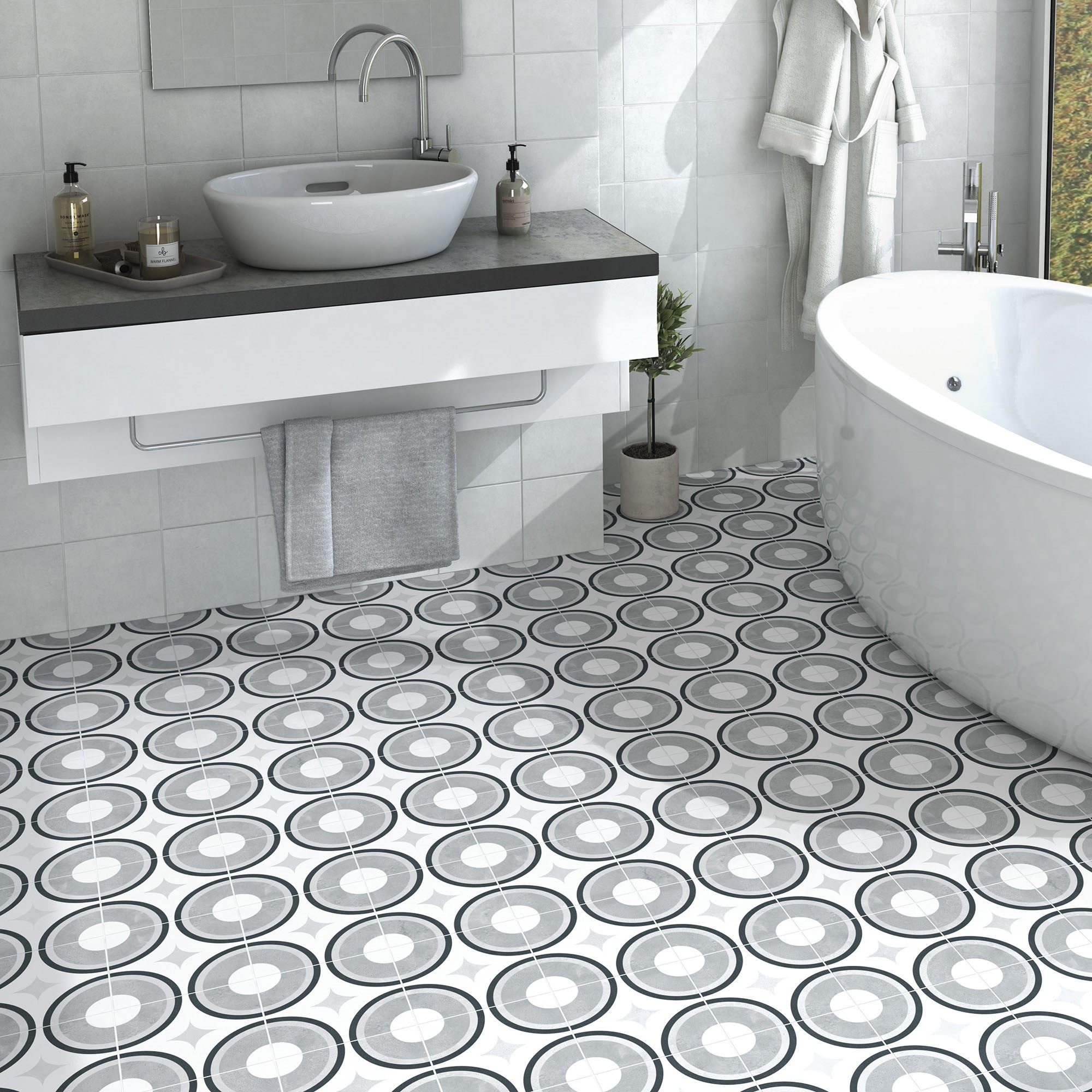 Płytka porcelanowa premium o efekcie hydraulicznych wzorów Civic 20x20 cm