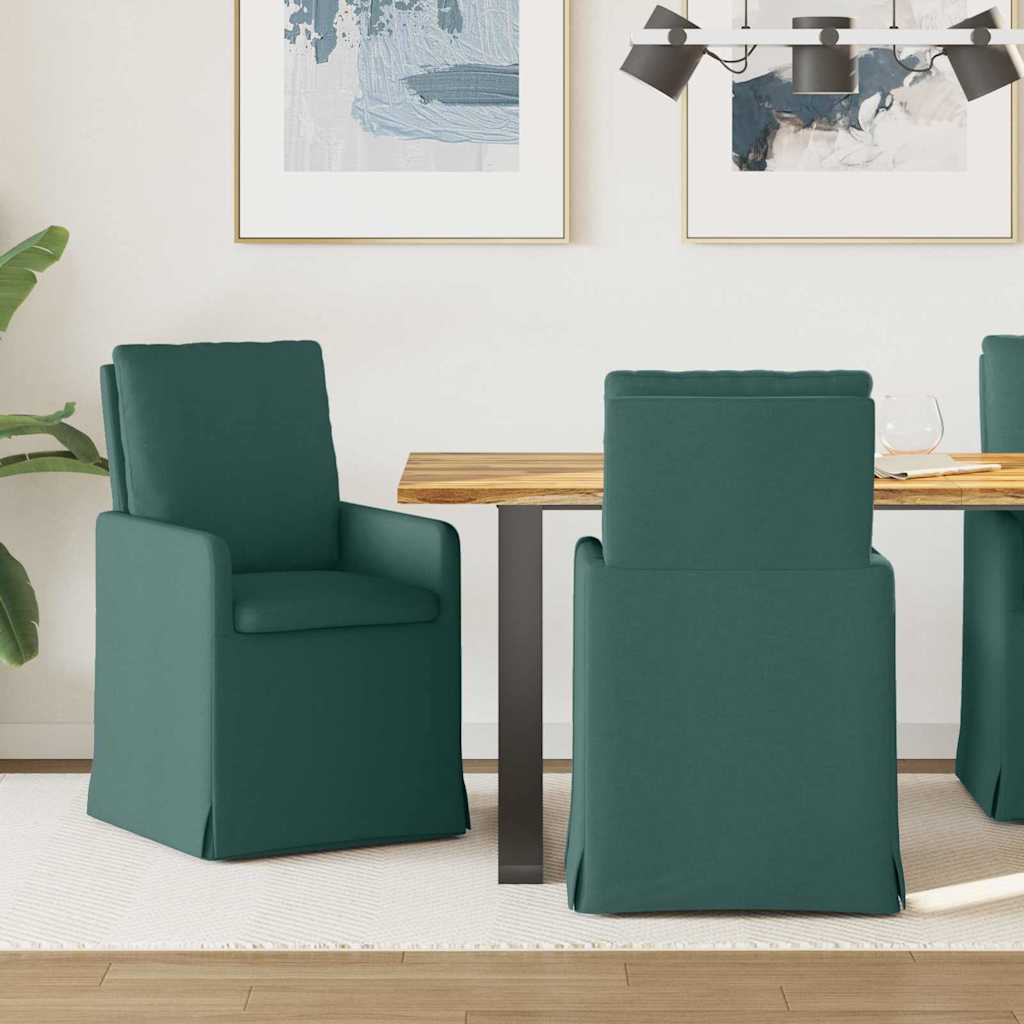 Krzesła jadalne 2 pcs Ciemnozielony 57 x 67 x 98 cm tkanina vidaXL