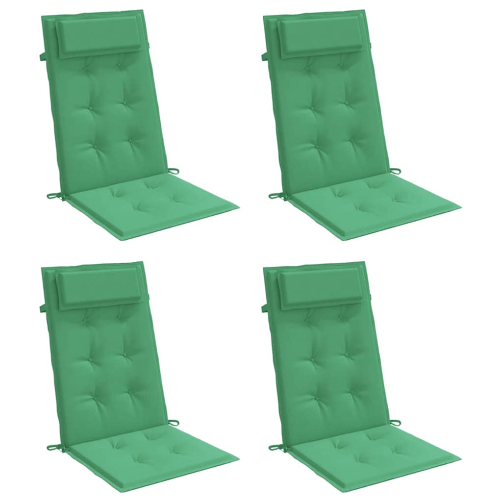 4x Poduszka Ogrodowa na Krzesło z Wysokim Oparciem Zielona 120x50x3 cm