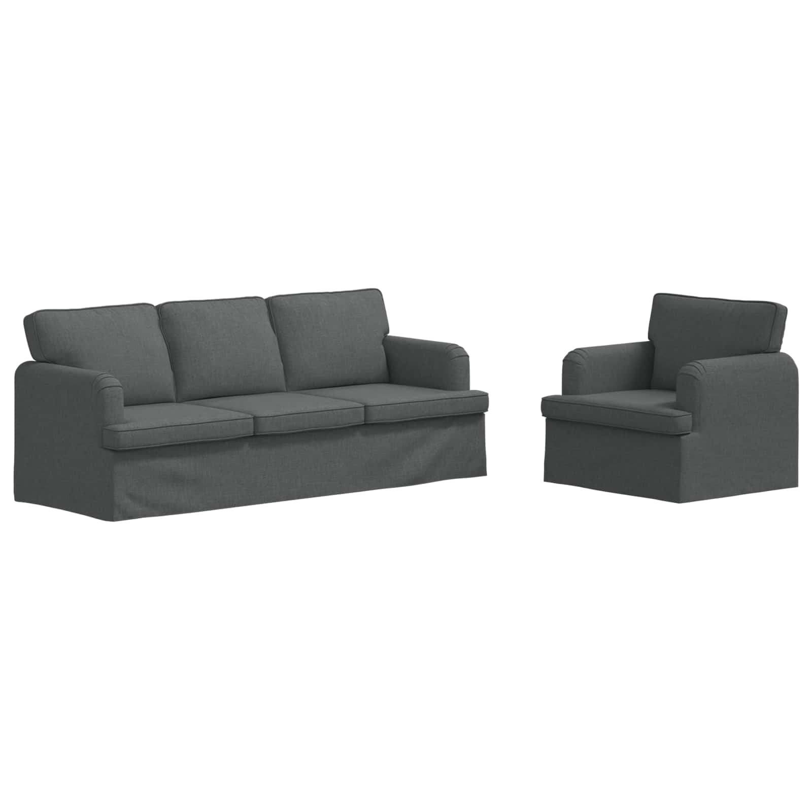 Zestaw Sof 2 pcs Ciemnoszary 201 x 80 x 85 cm tkanina
