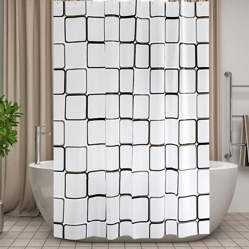 Zasłony prysznicowe odporne na pleśń - Bardzo długie zasłony prysznicowe z haczykami w kształcie litery U, antybakteryjne, wodoodporne - 180x180CM